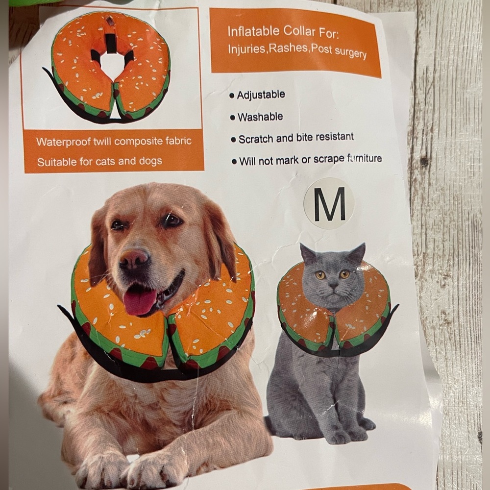 Inflatable Dog Cat Cone / Collar. Size M  Injury surgery